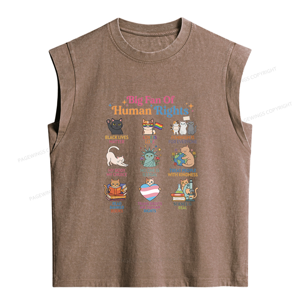 Pagewings Big Fan Of Human Rights Women's Washed Tank Top