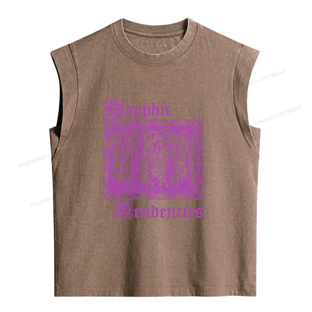 Pagewings Sapphic Tendencies Women's Washed Tank Top