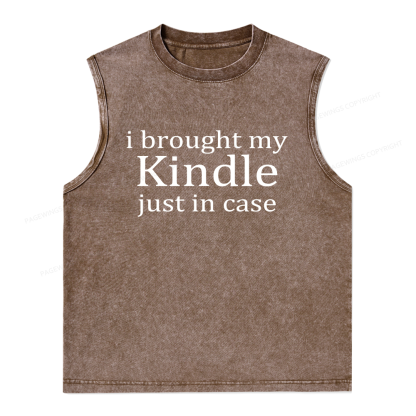Pagewings I Brought My Kindle Just In Case Unisex Washed Tank Top