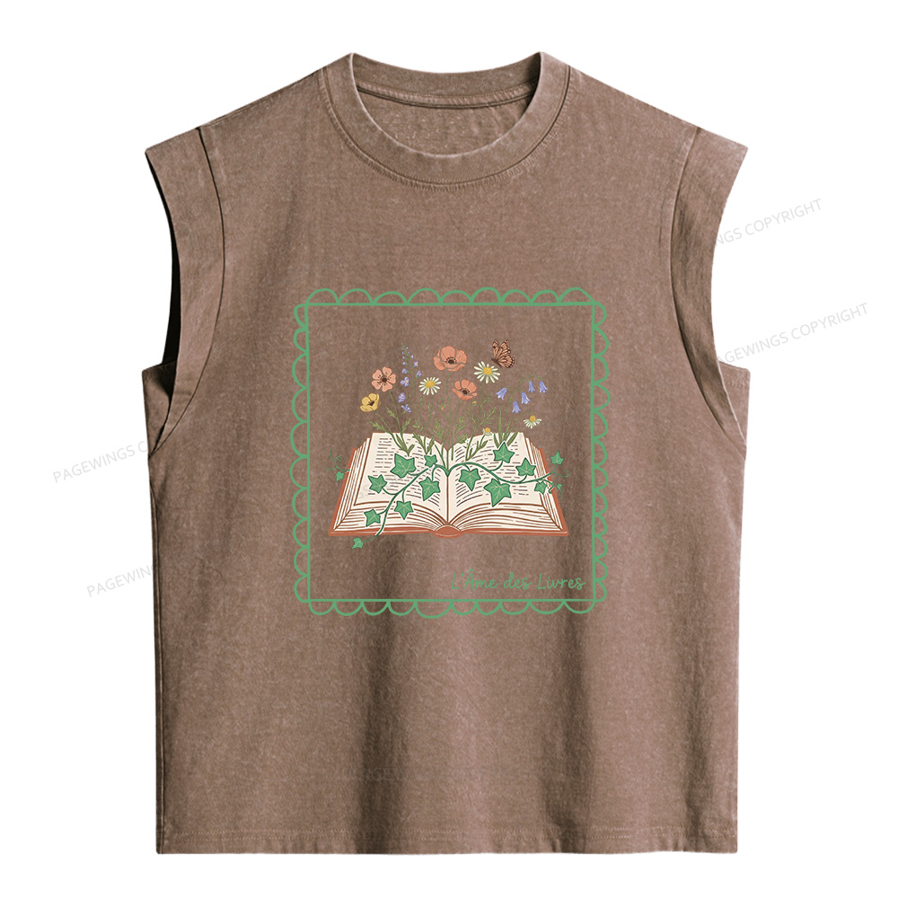 Pagewings The Soul of Books Women's Washed Tank Top