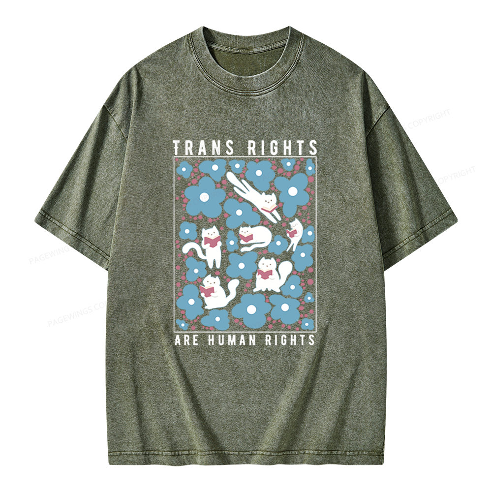 Pagewings Trans Rights Are Human Rights Unisex Washed T-shirt