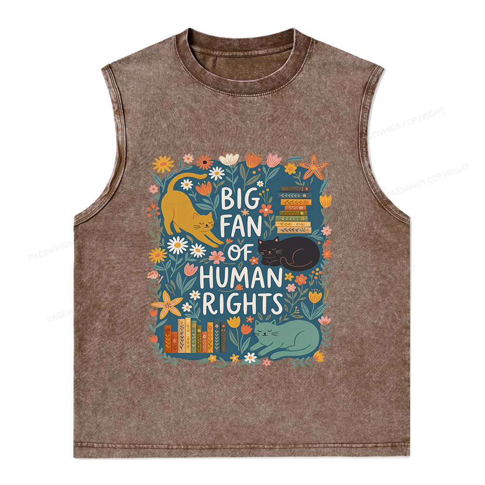 Pagewings Big Fan Of Human Rights Unisex Washed Tank Top