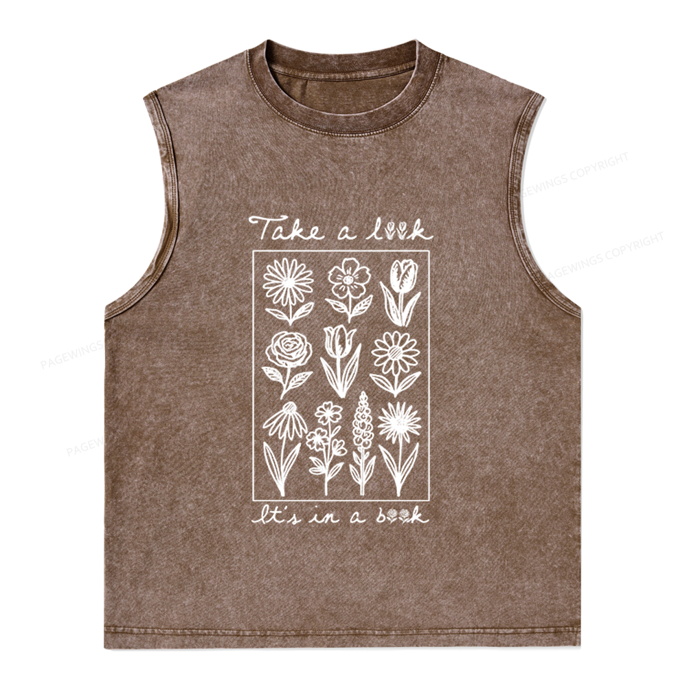 Pagewings Take A Look It’s In A Book Unisex Washed Tank Top