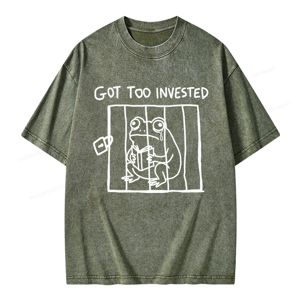 Pagewings Got Too Invested Unisex Washed T-shirt