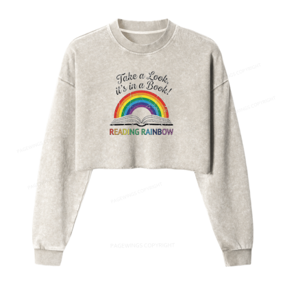Pagewings Reading Rainbow Washed Crop Sweatshirt