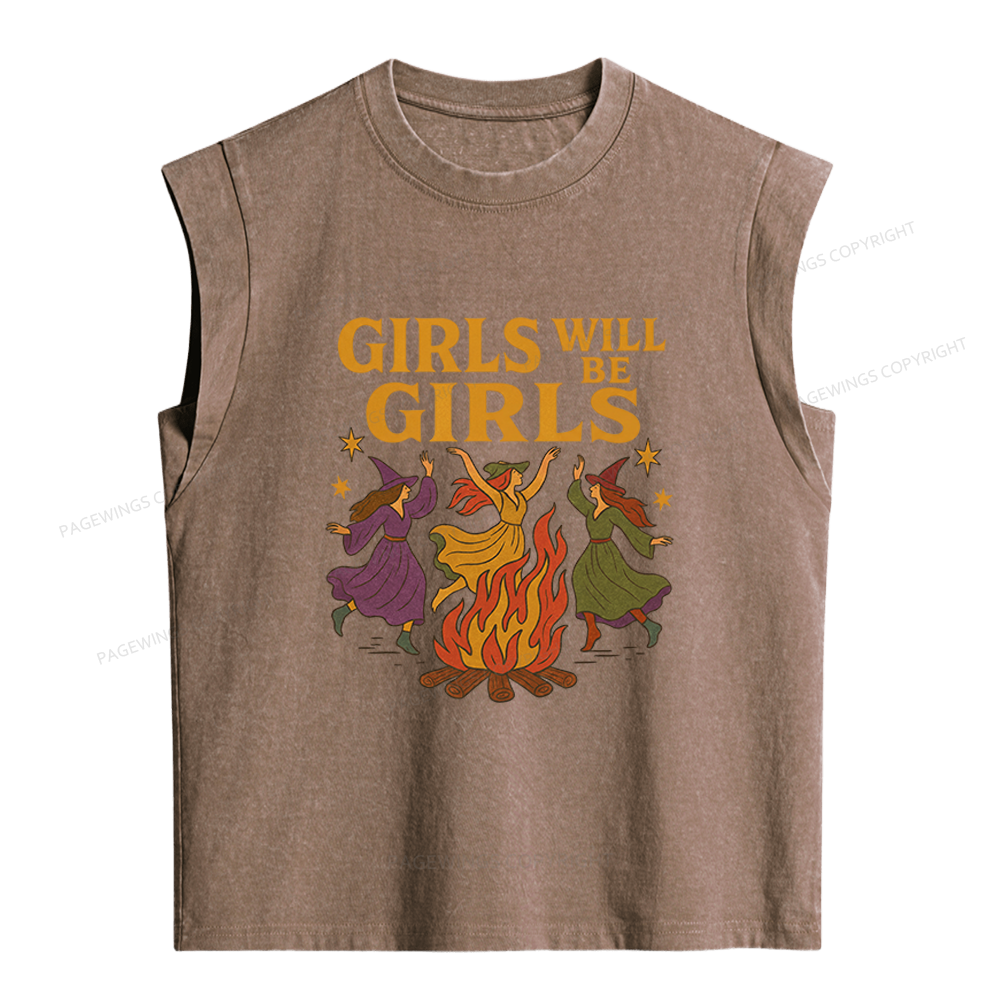 Pagewings Girls Will Be Girls Women's Washed Tank Top
