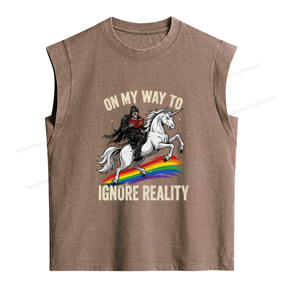 Pagewings On My Way To Ignore Reality Women's Washed Tank Top