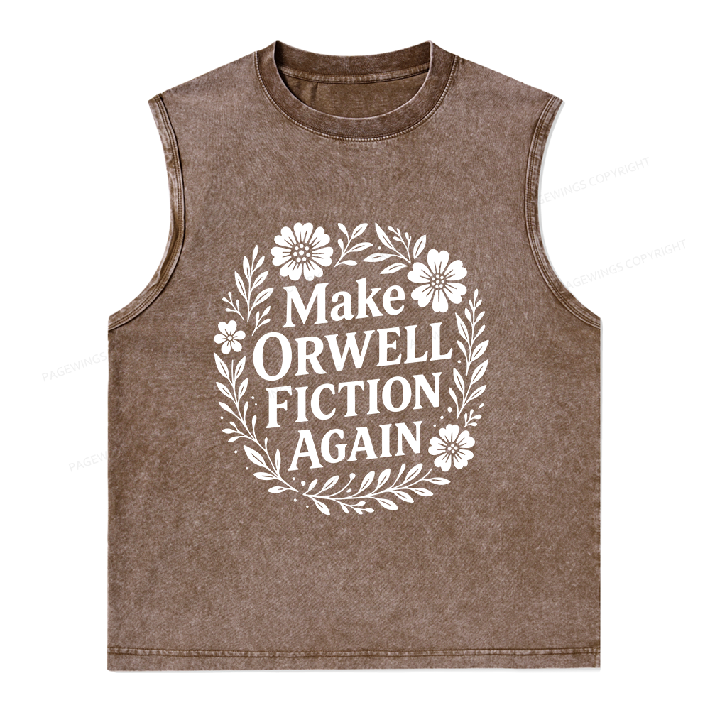 Pagewings Make Orwell Fiction Again Unisex Washed Tank Top