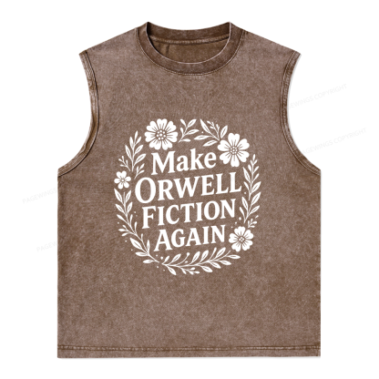 Pagewings Make Orwell Fiction Again Unisex Washed Tank Top
