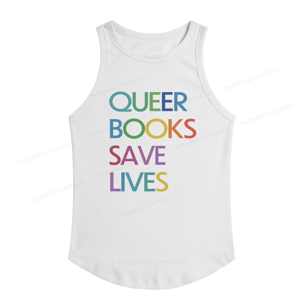 Pagewings Slim Fit Queer Books Save Lives Women's Fitted Tank Top 