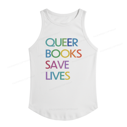 Pagewings Slim Fit Queer Books Save Lives Women's Fitted Tank Top 