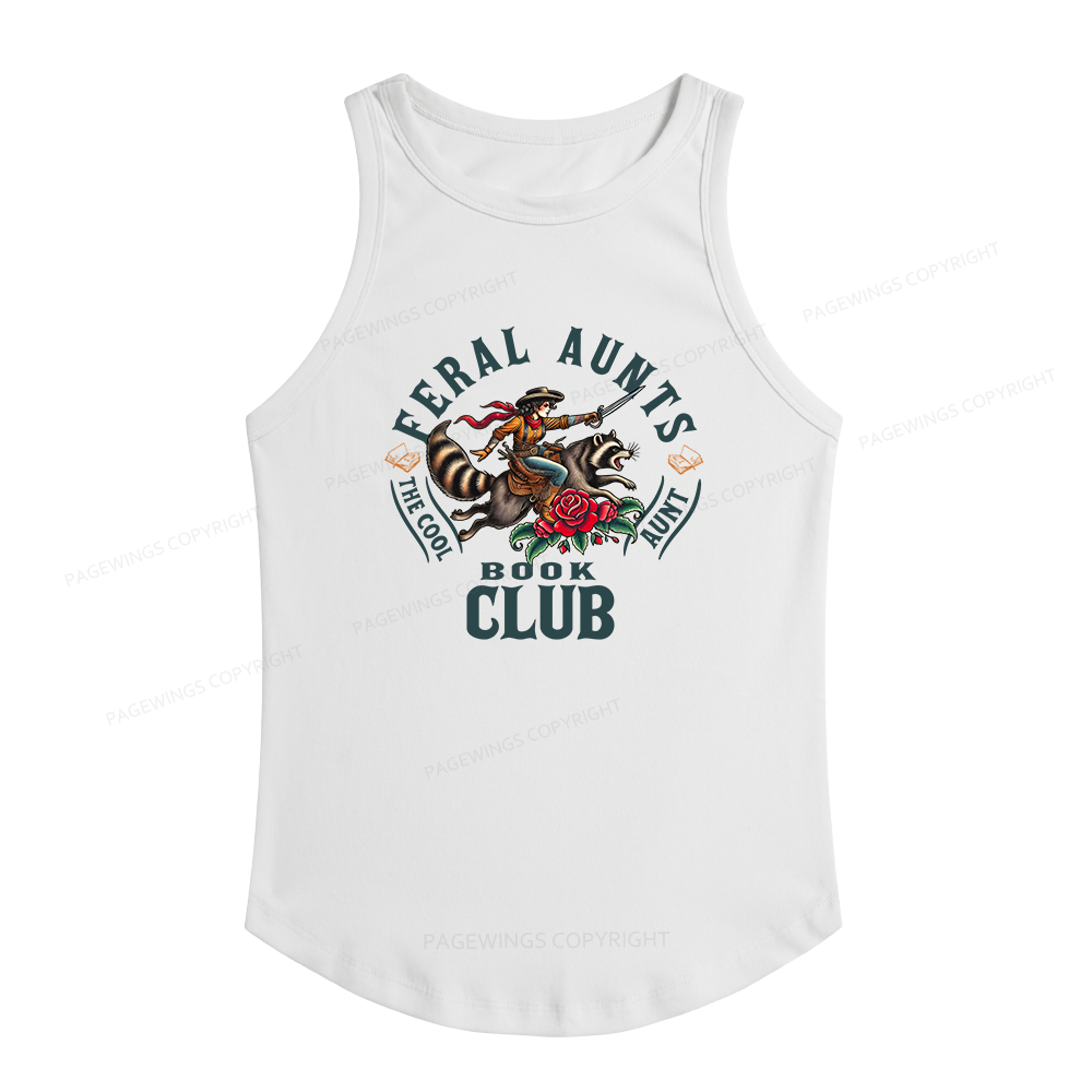 Pagewings Slim Fit Feral Aunt Social Book Club Women's Fitted Tank Top 
