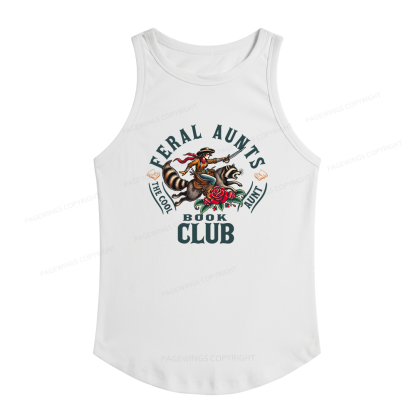 Pagewings Slim Fit Feral Aunt Social Book Club Women's Fitted Tank Top 