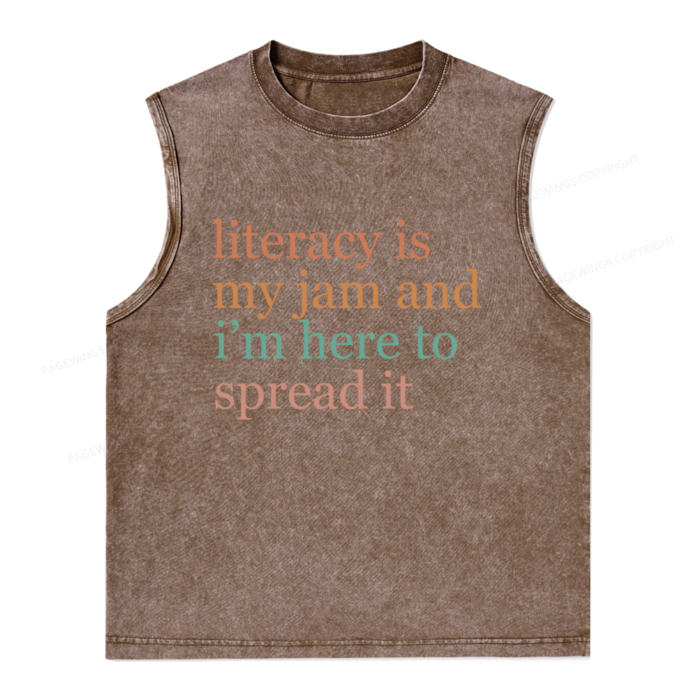 Pagewings Literacy Is My Jam Unisex Washed Tank Top