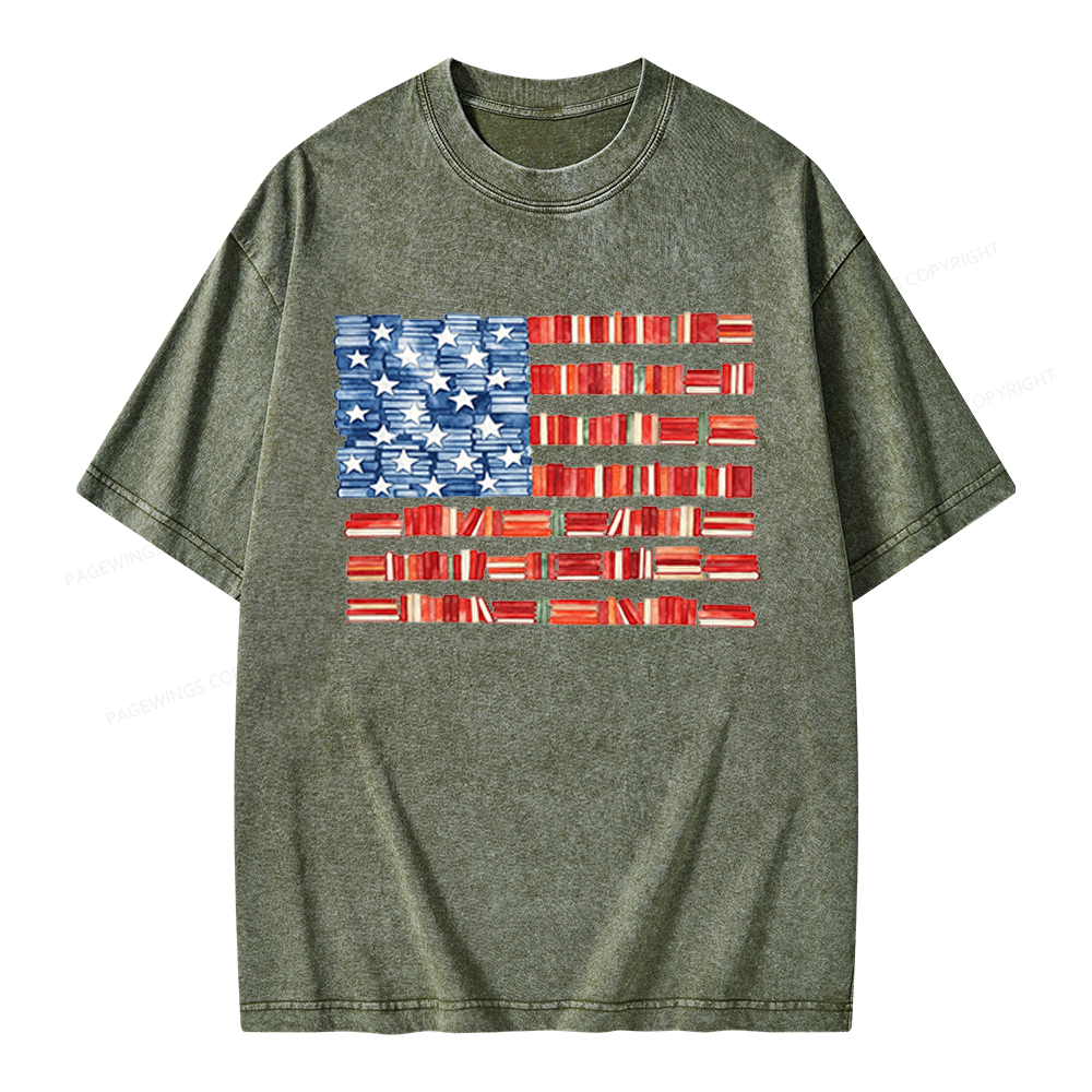 Pagewings Book Flag Unisex Washed T-shirt