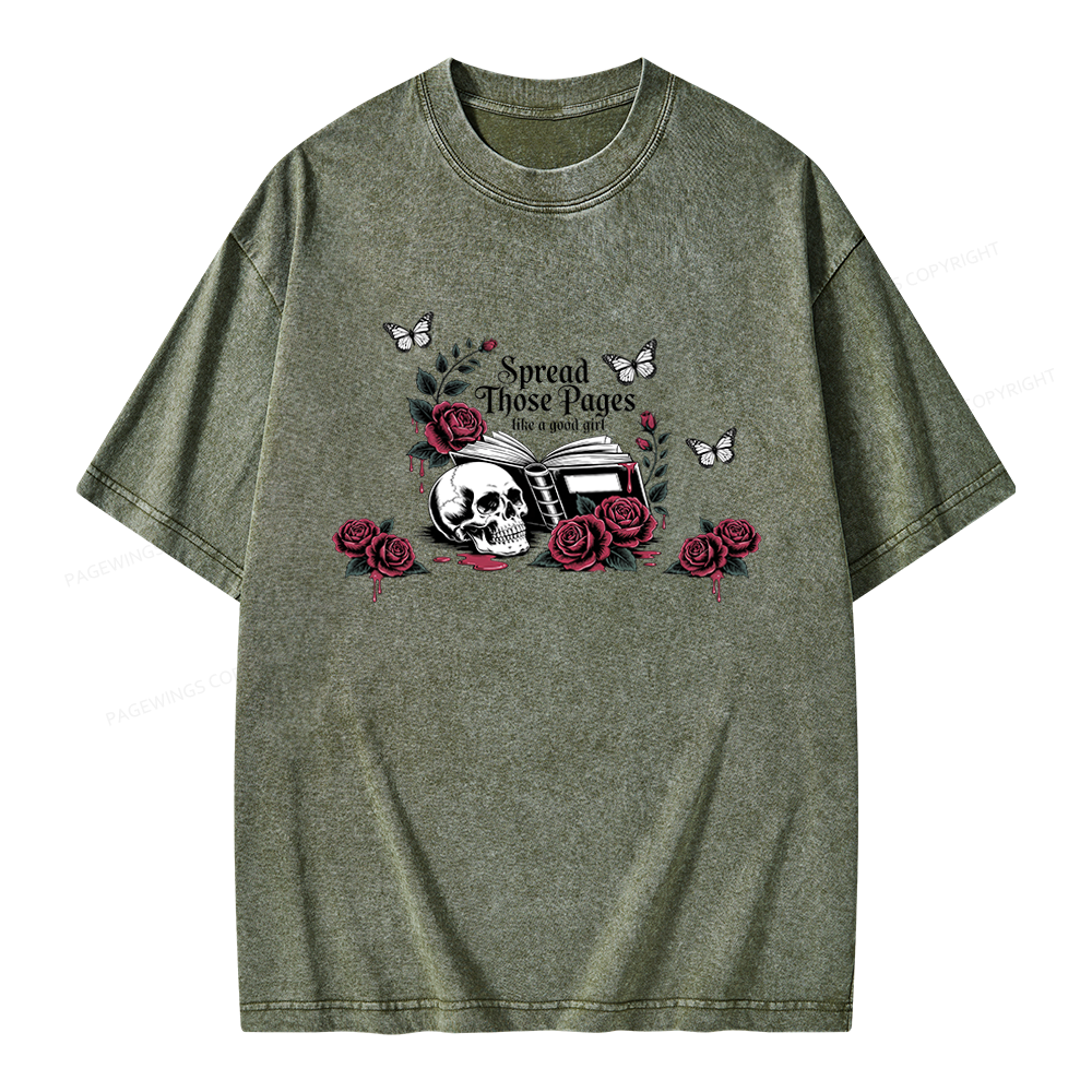 Pagewings Dark Academia Book Lover Unisex Washed T-shirt