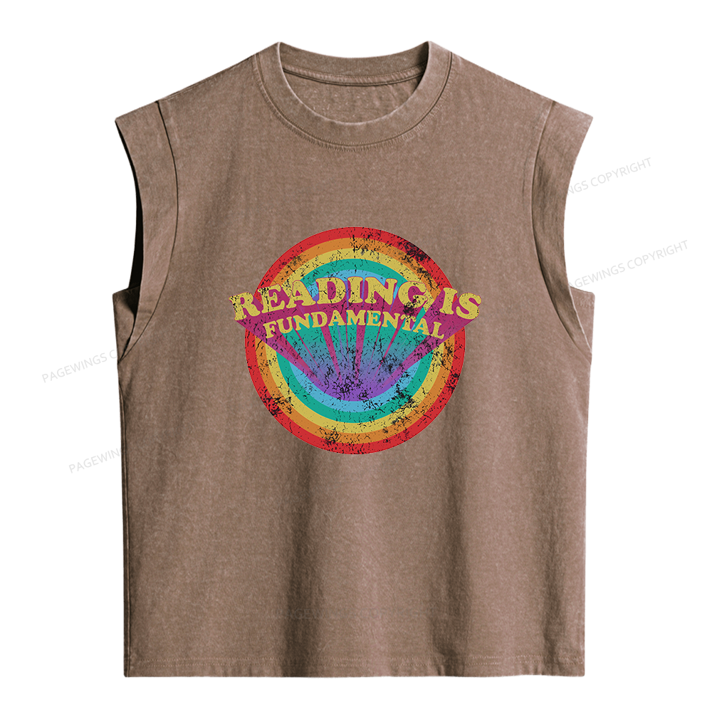 Pagewings Reading Is Fundamental Women's Washed Tank Top