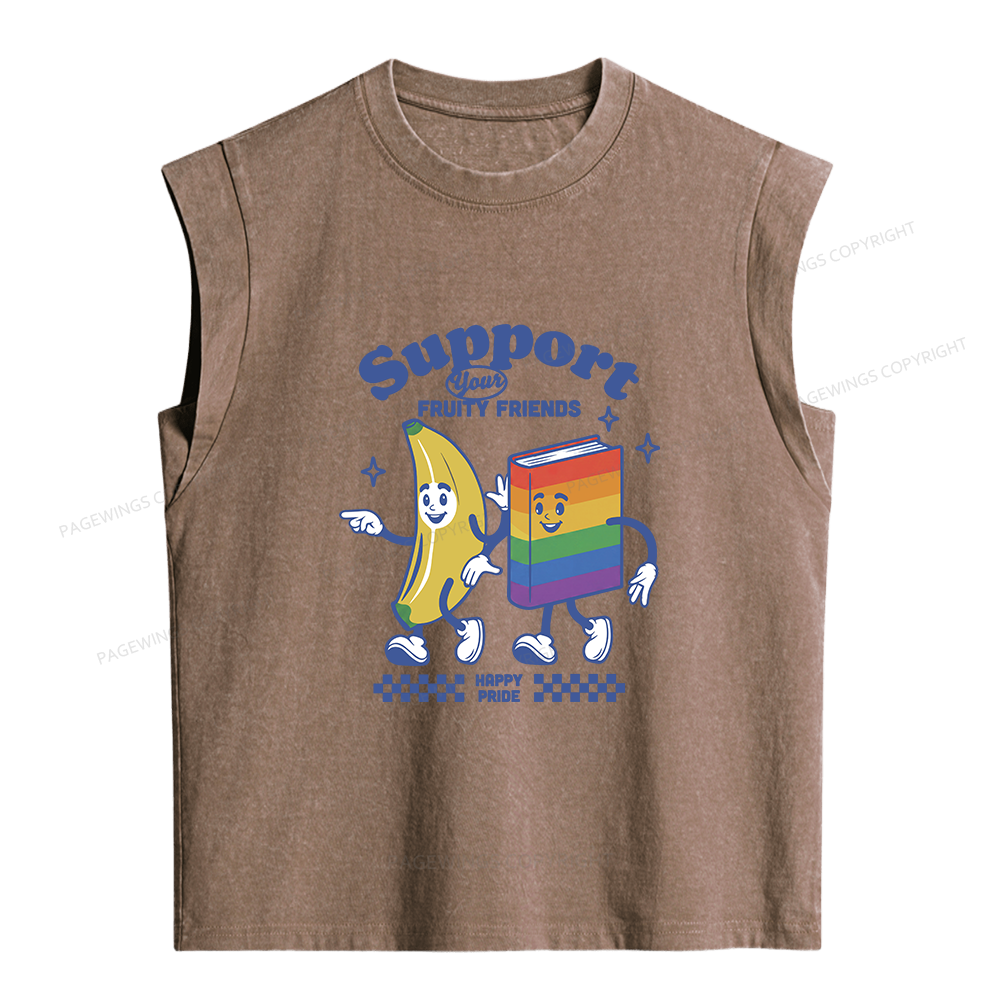 Pagewings Fruity Friends Women's Washed Tank Top