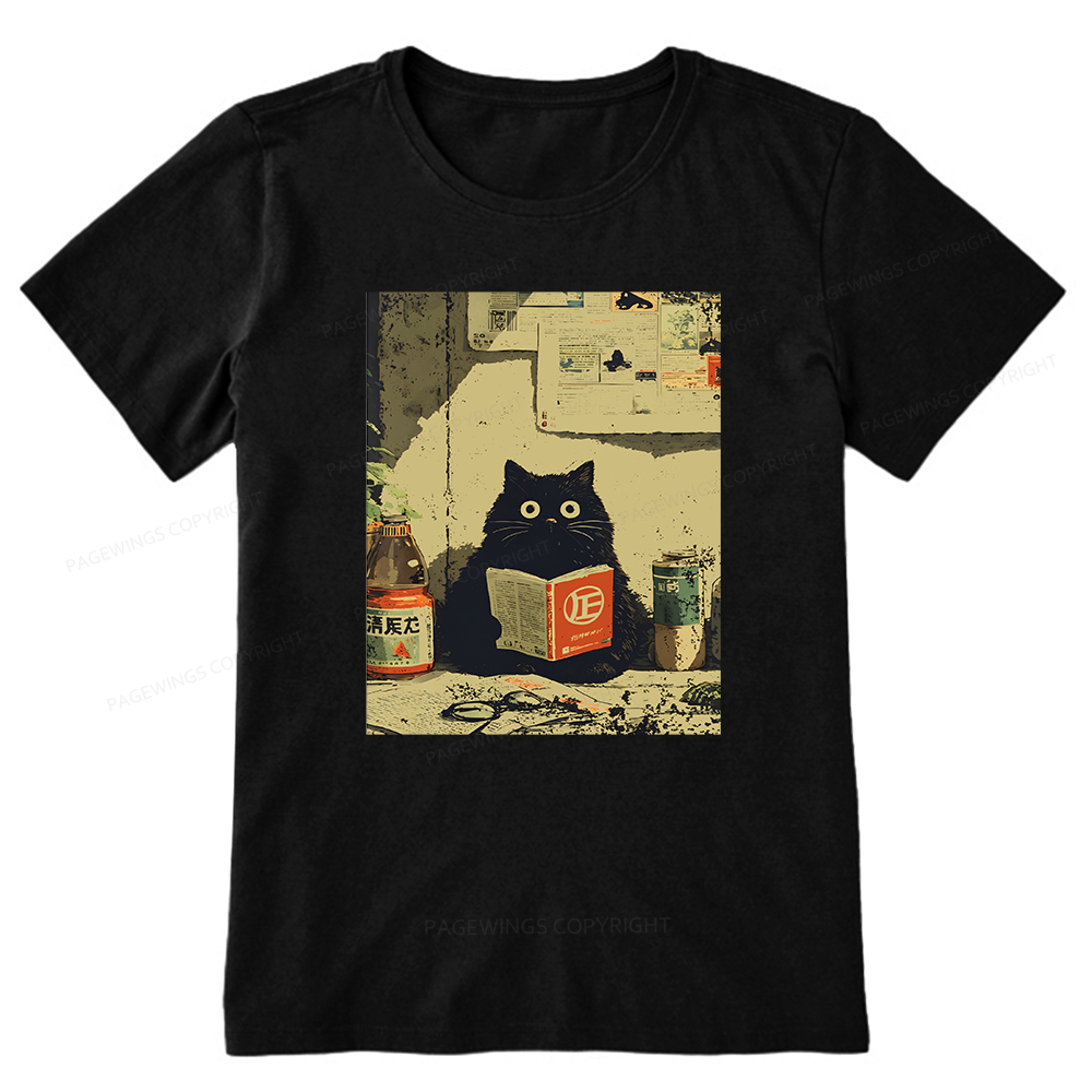 Pagewings Vintage Cat Book Unisex Classic T-shirt