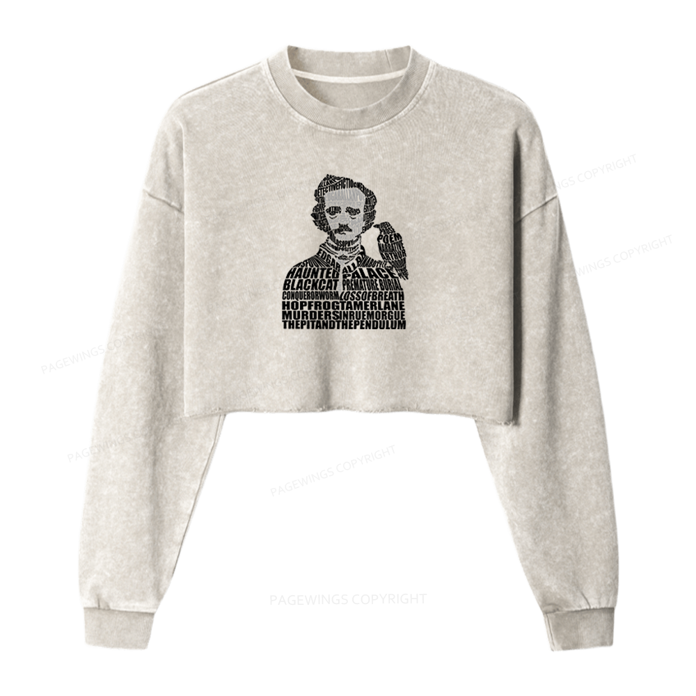 Pagewings Literature Lover Washed Crop Sweatshirt