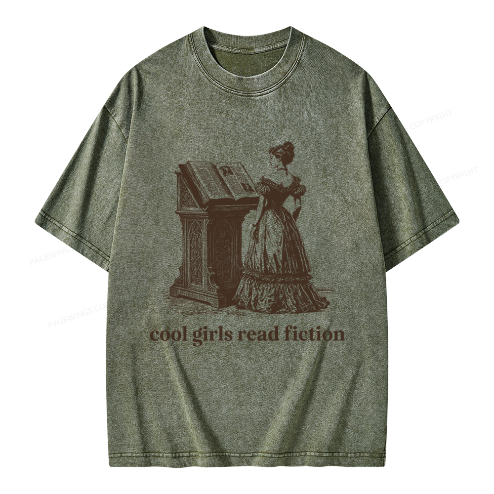 Pagewings Cool Girls Read Fiction Unisex Washed T-shirt