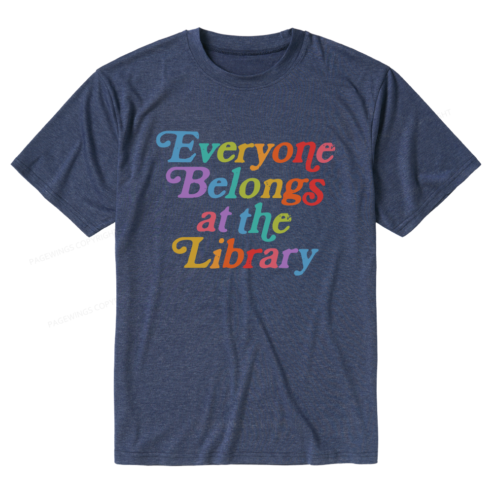 Pagewings Soft Everyone belongs at the library Unisex Heather T-Shirt