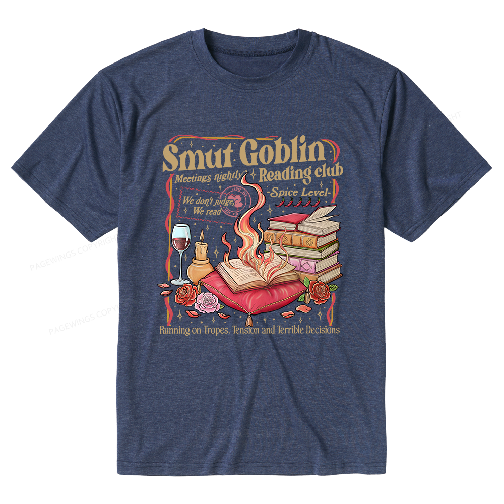 Pagewings Soft Smut Goblin Dark Romance Bookish Unisex Heather T-Shirt