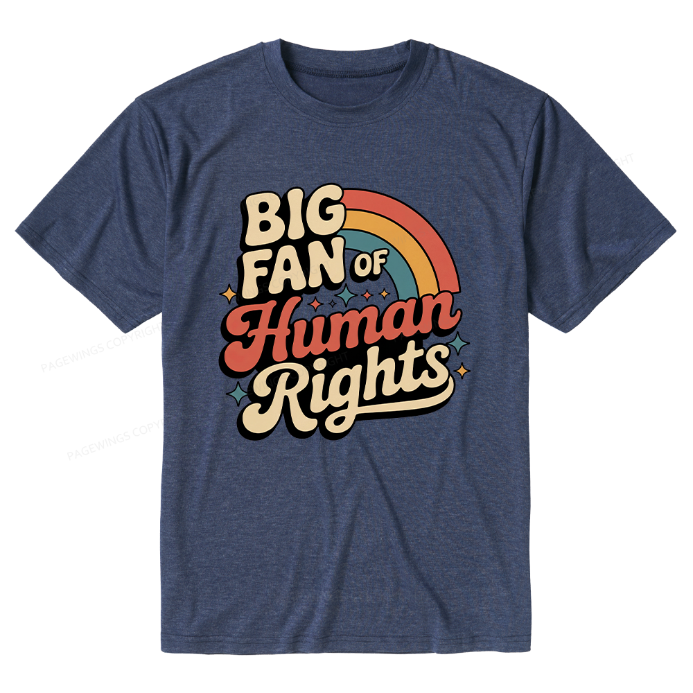 Pagewings Soft Big Fan of Human Rights Unisex Heather T-Shirt