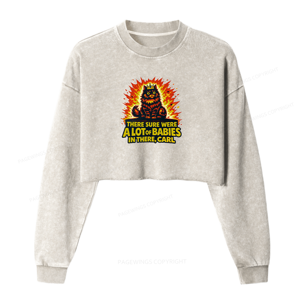 Pagewings A Lot Of Babies In There Washed Crop Sweatshirt