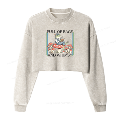 Pagewings Full Of Rage and Whimsy Washed Crop Sweatshirt