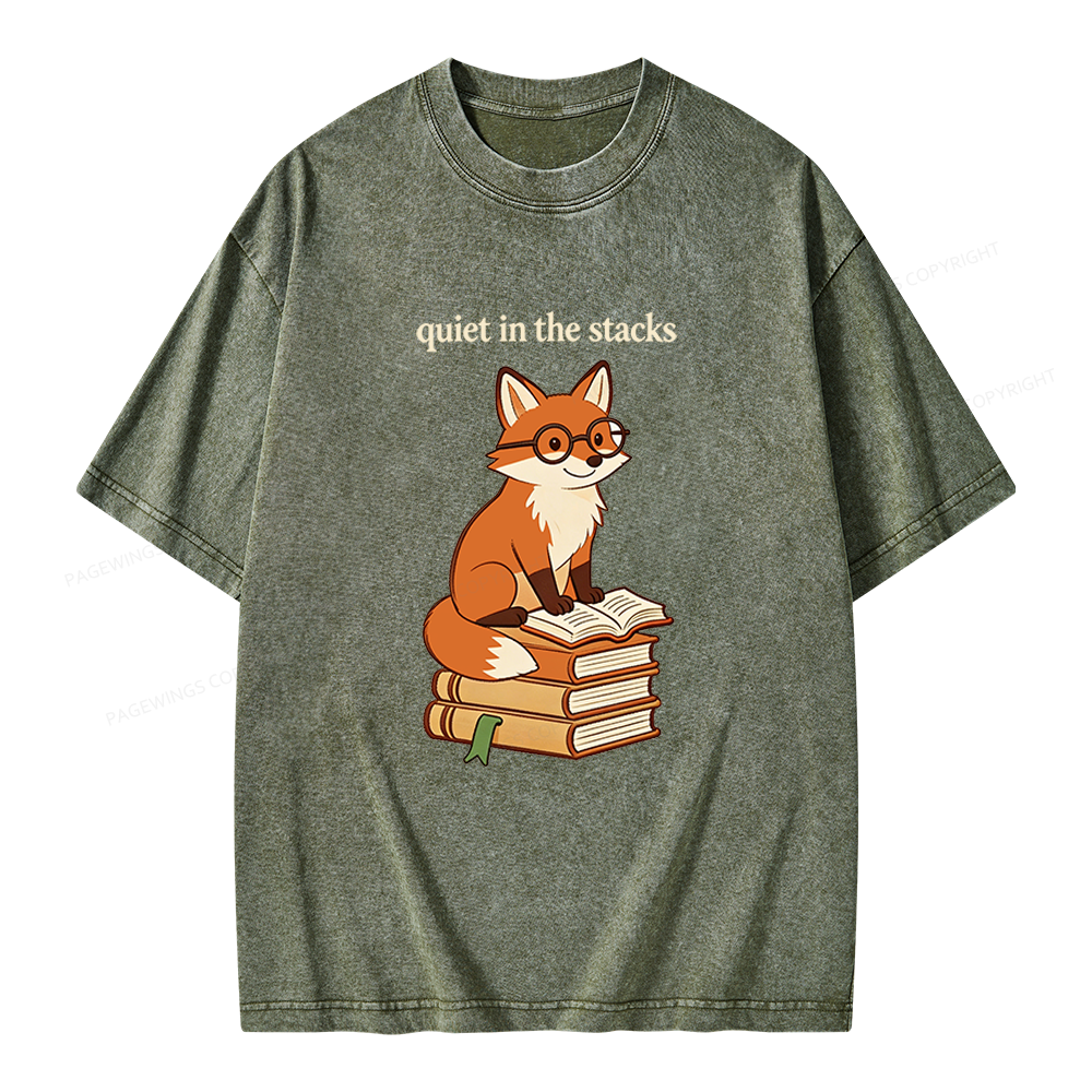 Pagewings Quiet In The Stacks Unisex Washed T-shirt