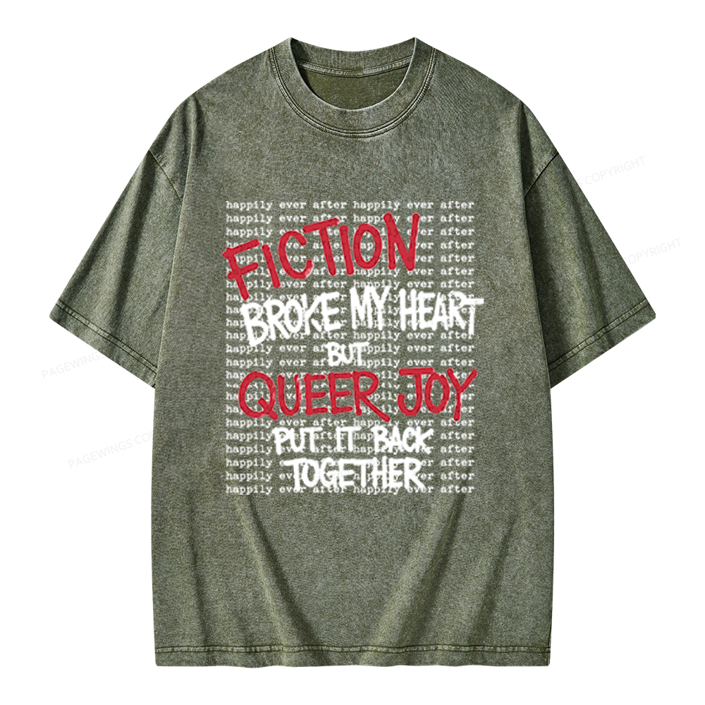 Pagewings Fiction Broke My Heart Unisex Washed T-shirt