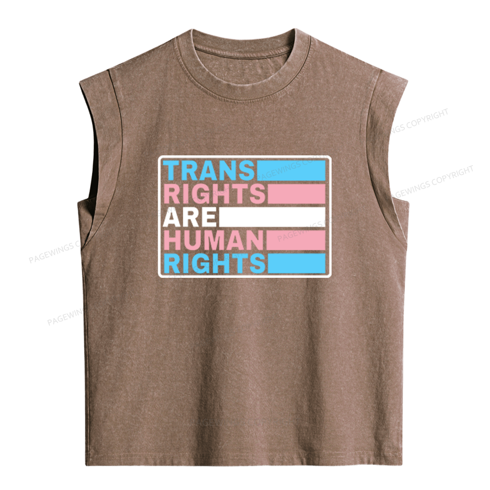 Pagewings Trans Rights Are Human Rights Women's Washed Tank Top