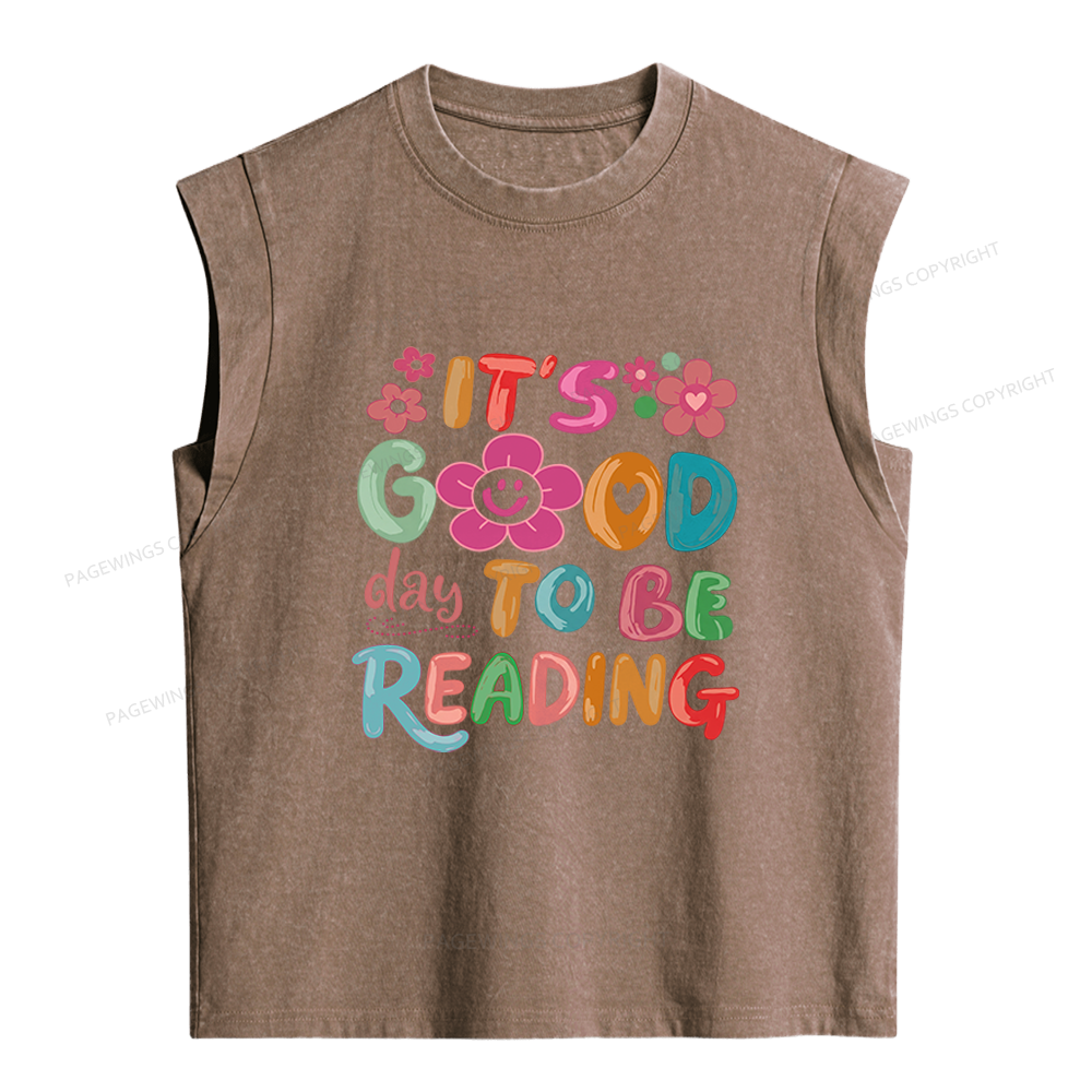 Pagewings It's a Good Day To Be Reading Women's Washed Tank Top