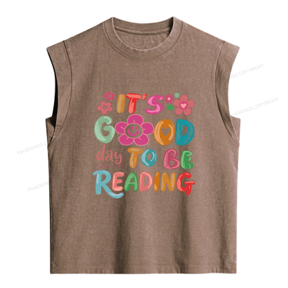 Pagewings It's a Good Day To Be Reading Women's Washed Tank Top