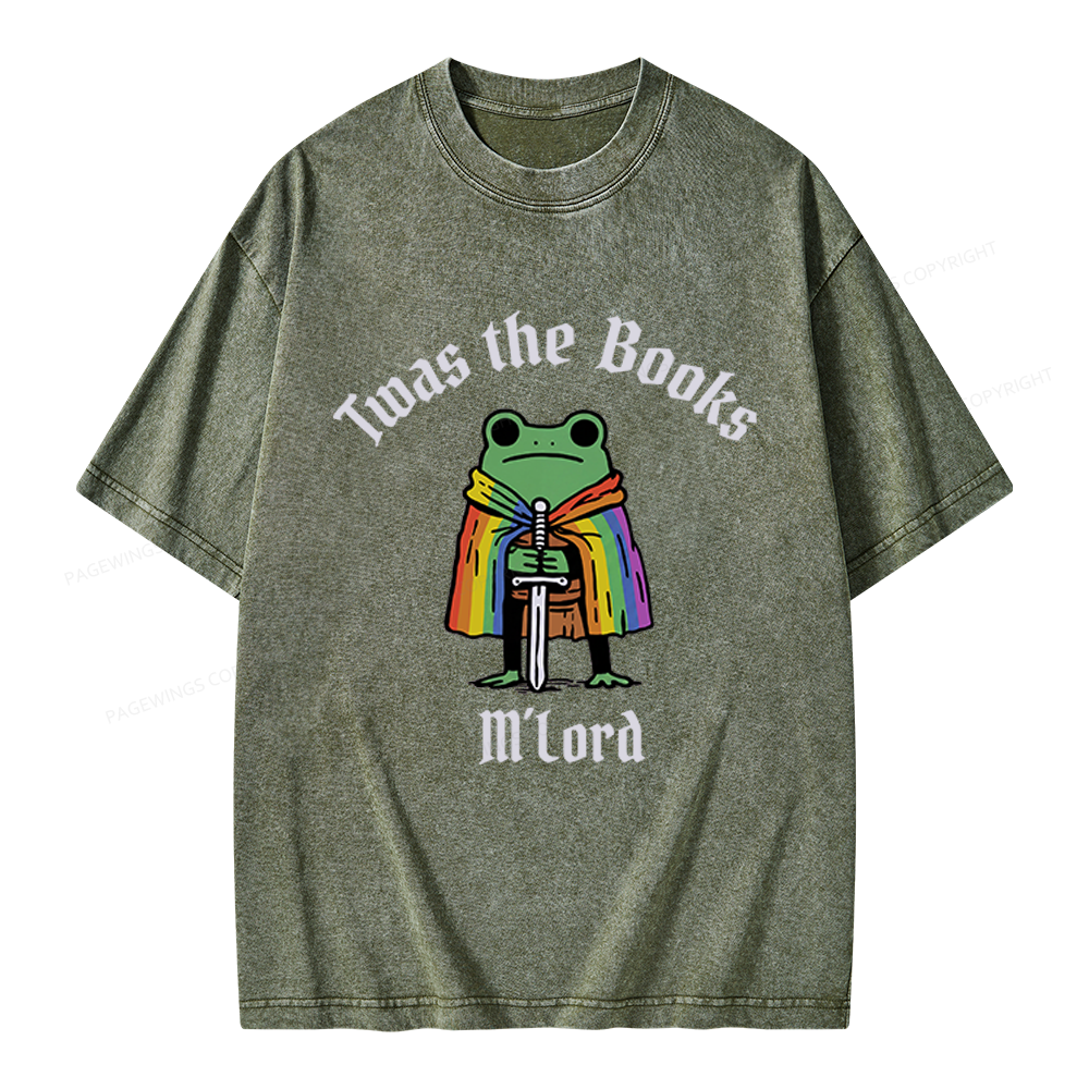 Pagewings Twas The Books Funny Unisex Washed T-shirt
