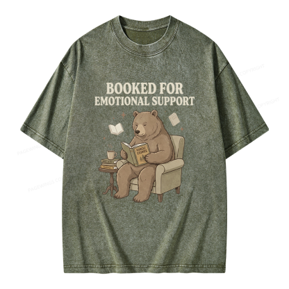 Pagewings Booked For Emotional Support Unisex Washed T-shirt