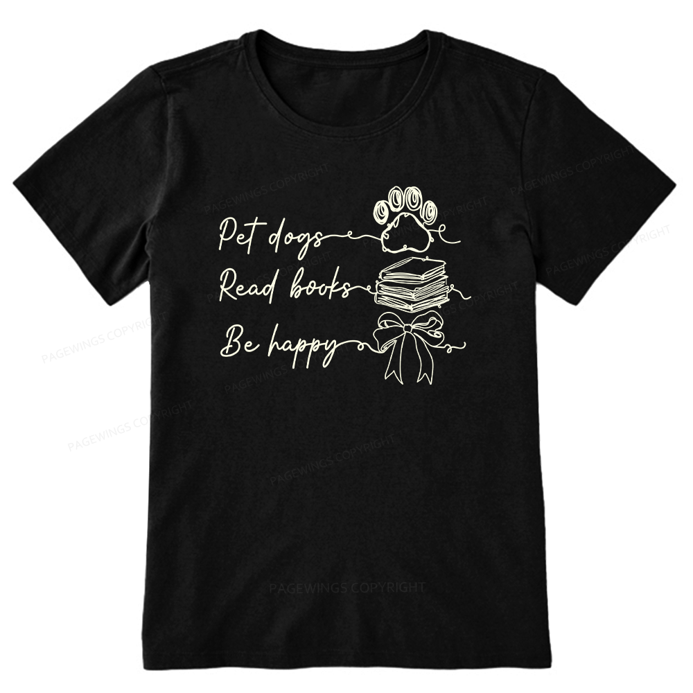 Pagewings Pet Dogs Read Books Be Happy Unisex Classic T-shirt