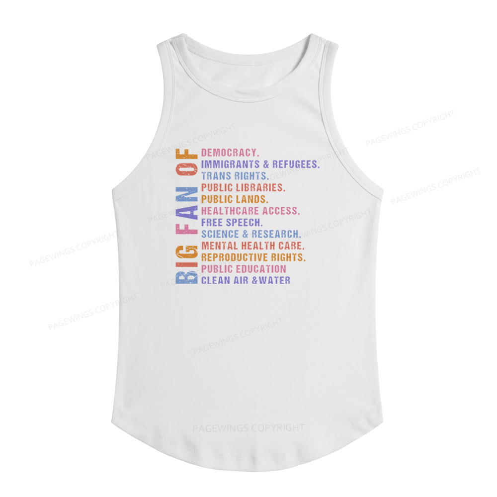 Pagewings Slim Fit Big Fan of Human Rights Women's Fitted Tank Top