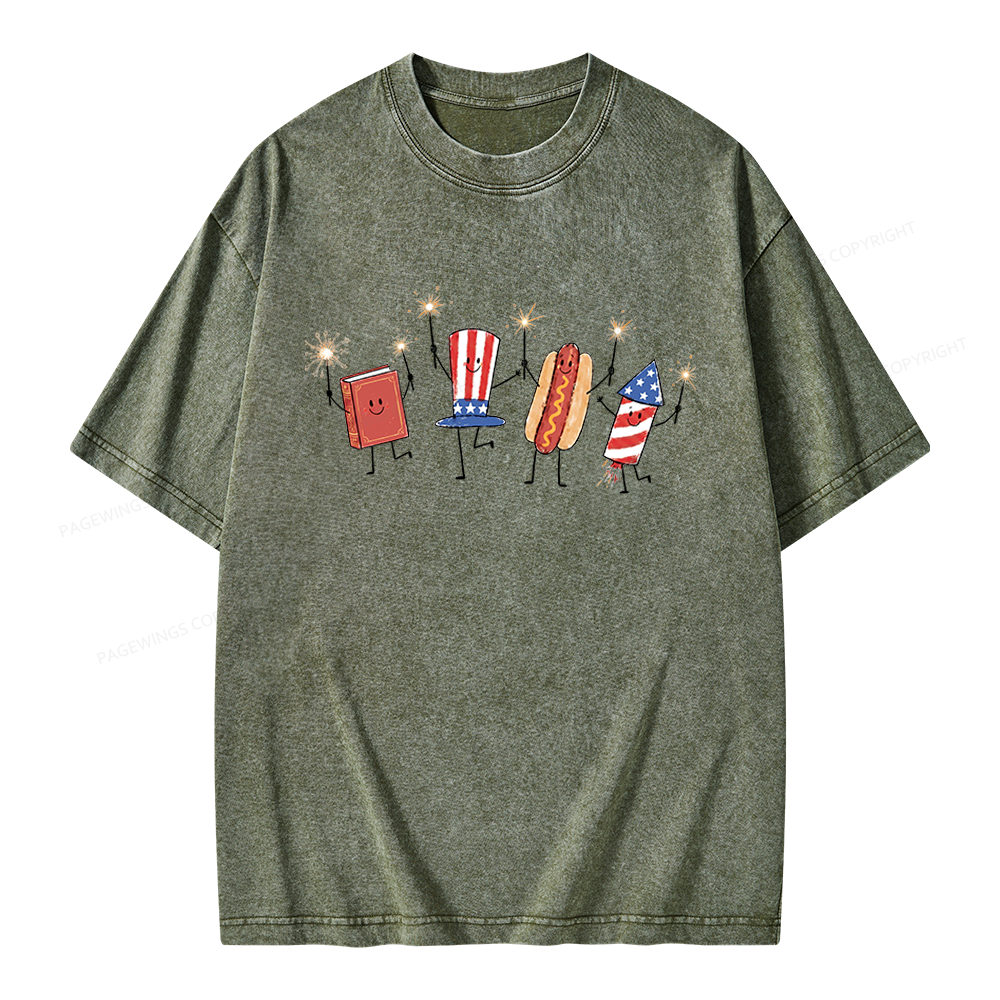 Pagewings Funny Sumer 250th Unisex Washed T-shirt