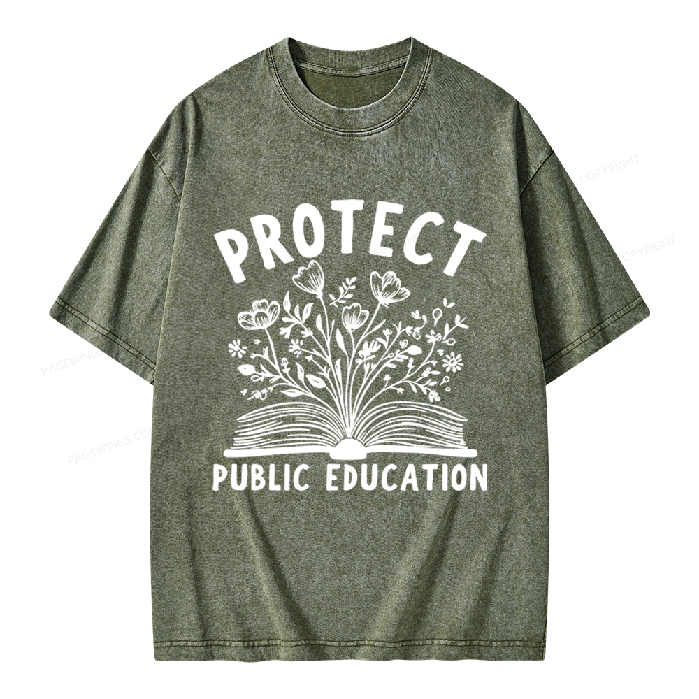 Pagewings Protect Public Education Unisex Washed T-shirt