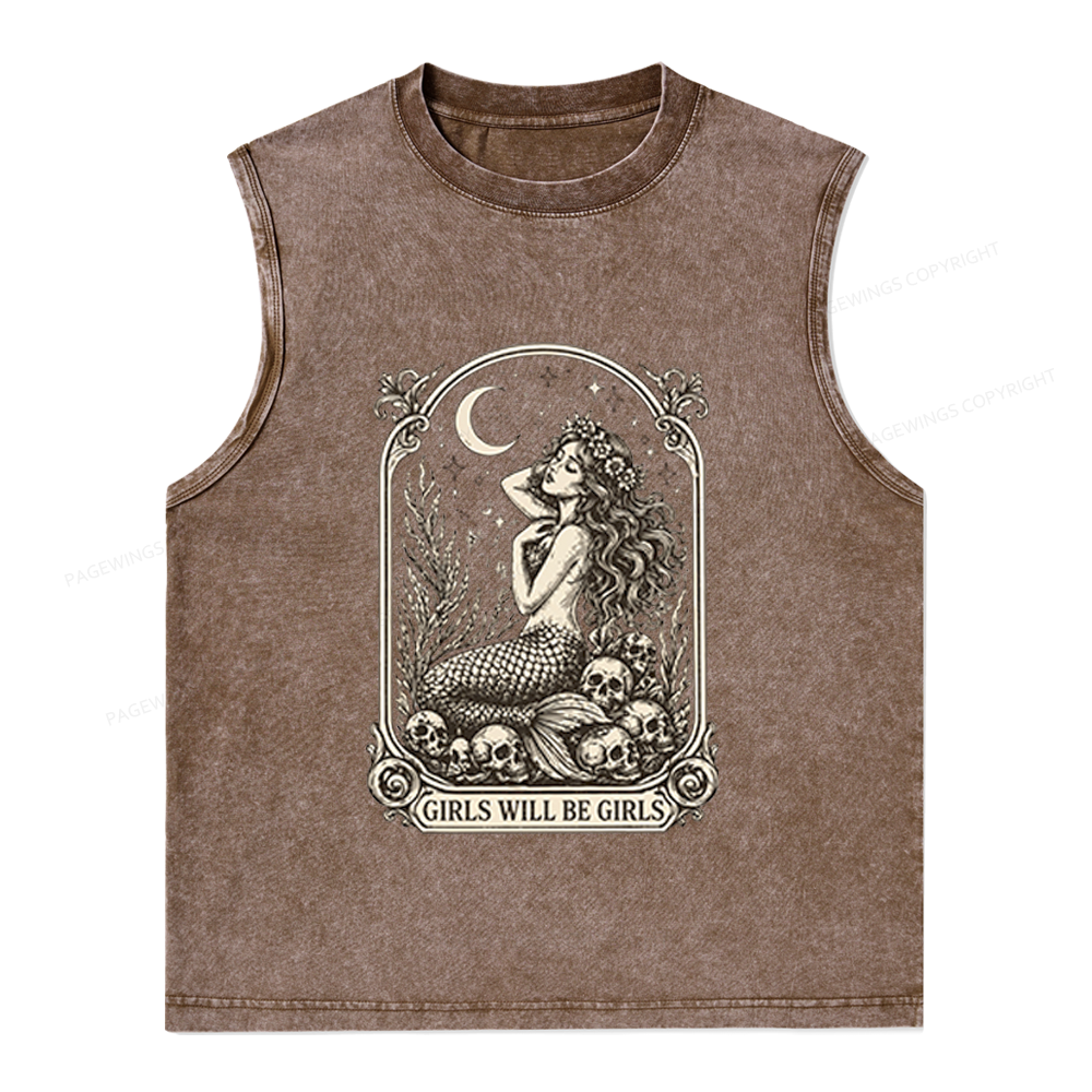 Pagewings Girls Will Be Girls Unisex Washed Tank Top
