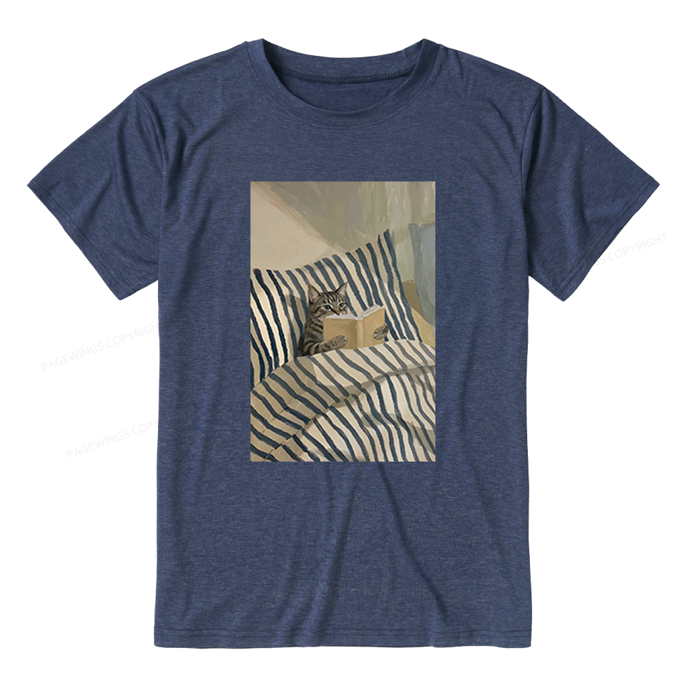 Pagewings Soft Cat Reading Book Unisex Heather T-Shirt