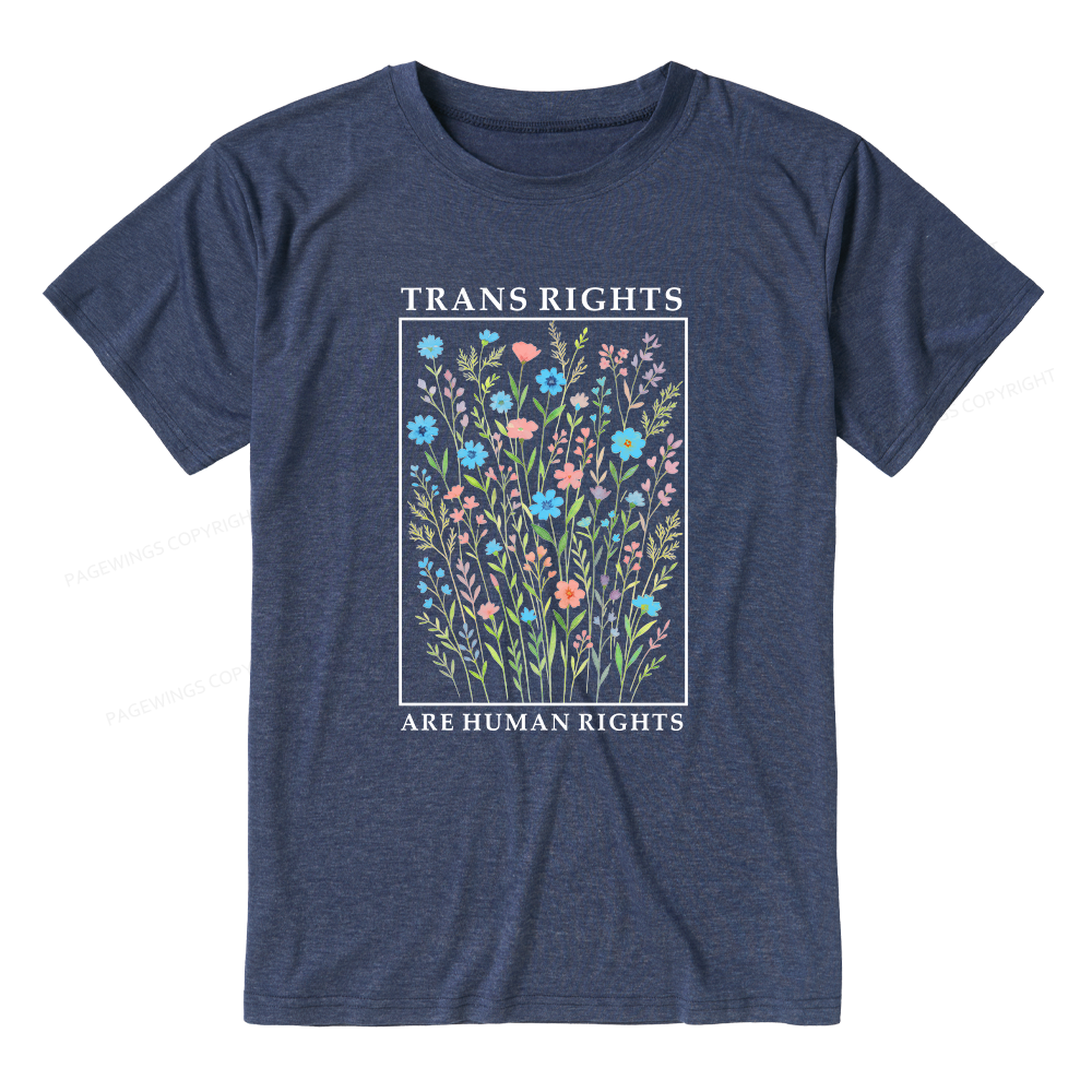 Pagewings Soft Trans Rights Are Human Rights Unisex Heather T-Shirt