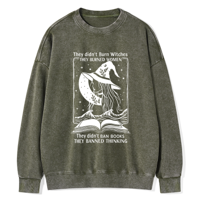 Pagewings They Banned Thinking Unisex Washed Sweatshirt