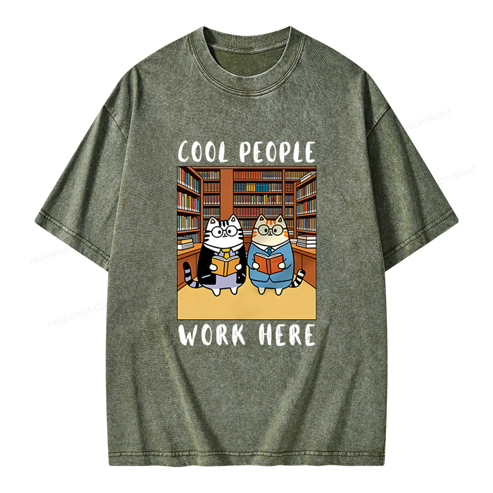 Pagewings Cool People Work Here Unisex Washed T-shirt