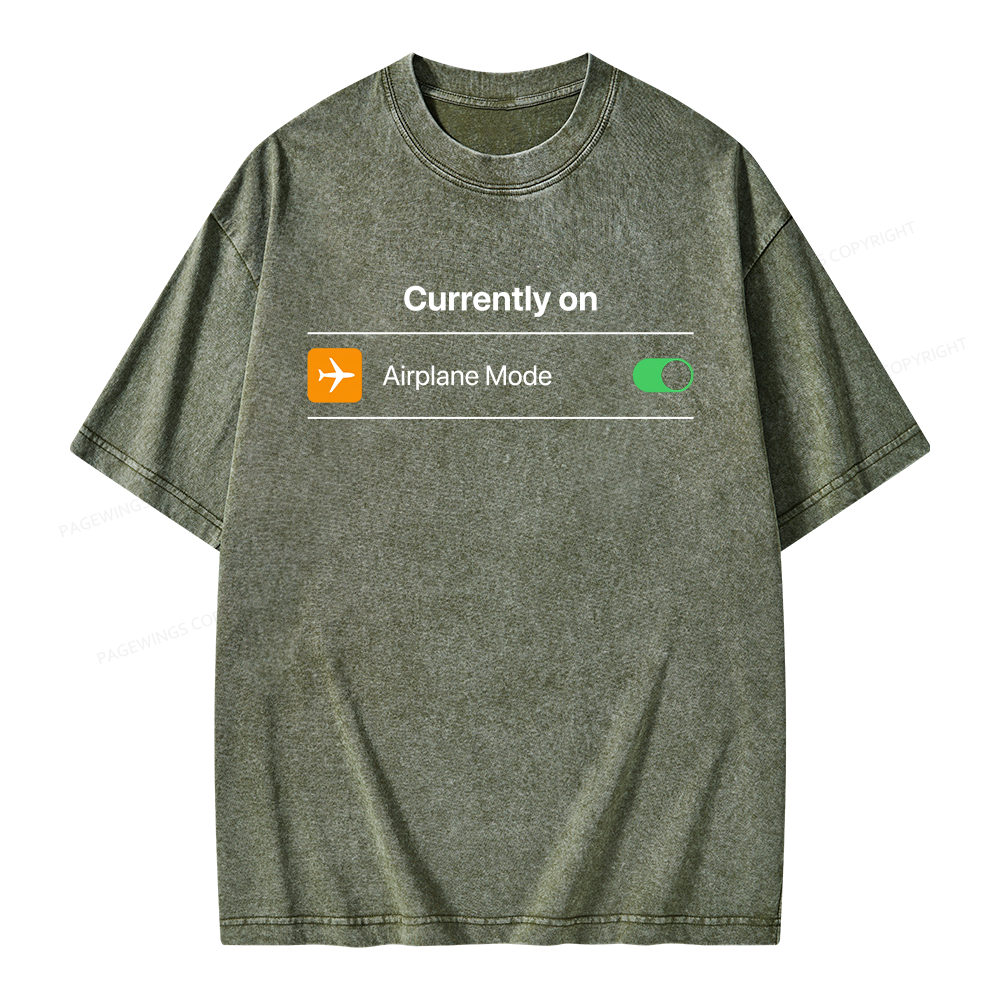 Pagewings Airplane Mode On Unisex Washed T-shirt