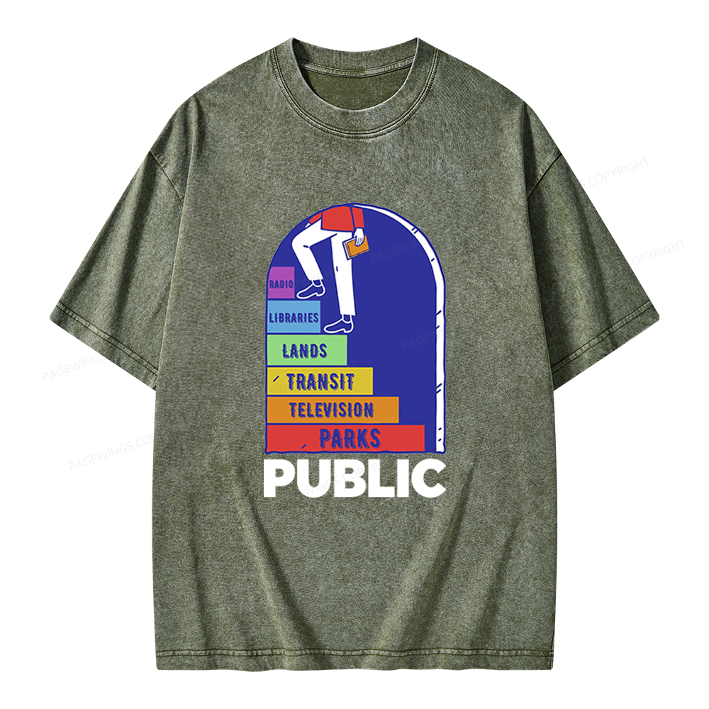 Pagewings Public Library Unisex Washed T-shirt