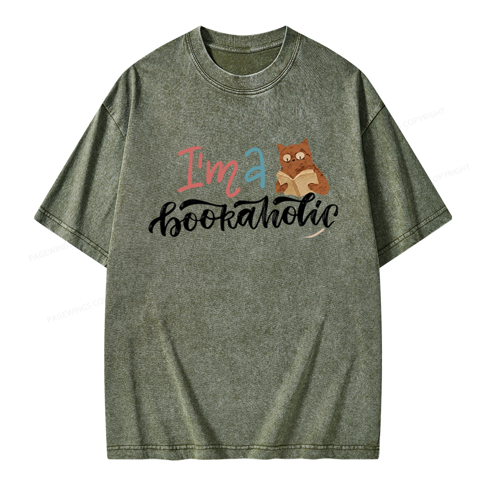 Pagewings I'm a Bookaholic Unisex Washed T-shirt