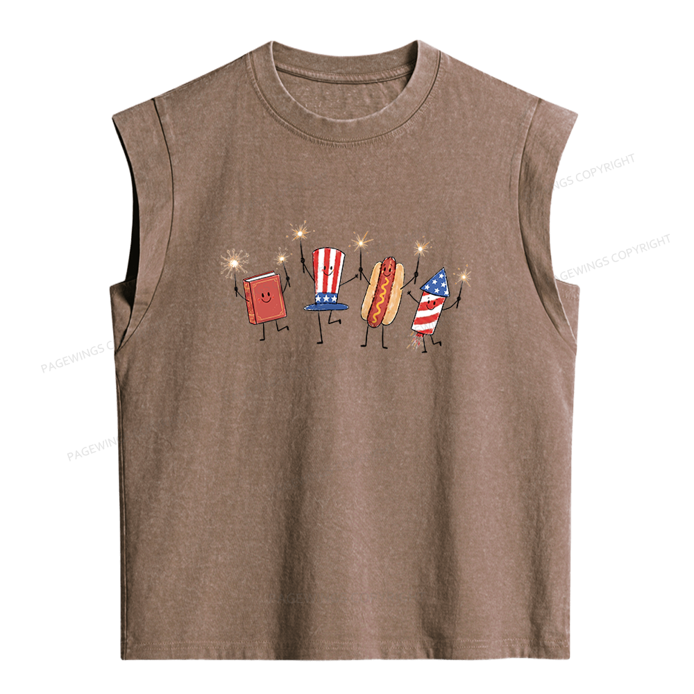 Pagewings Funny Sumer 250th Women's Washed Tank Top